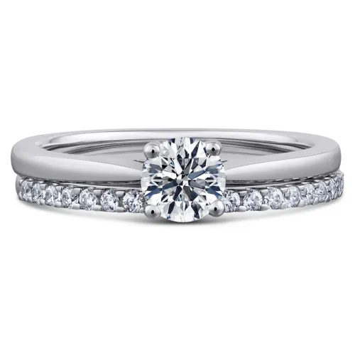 White Gold Diamond Solitaire Bridal Set - White Dahlia